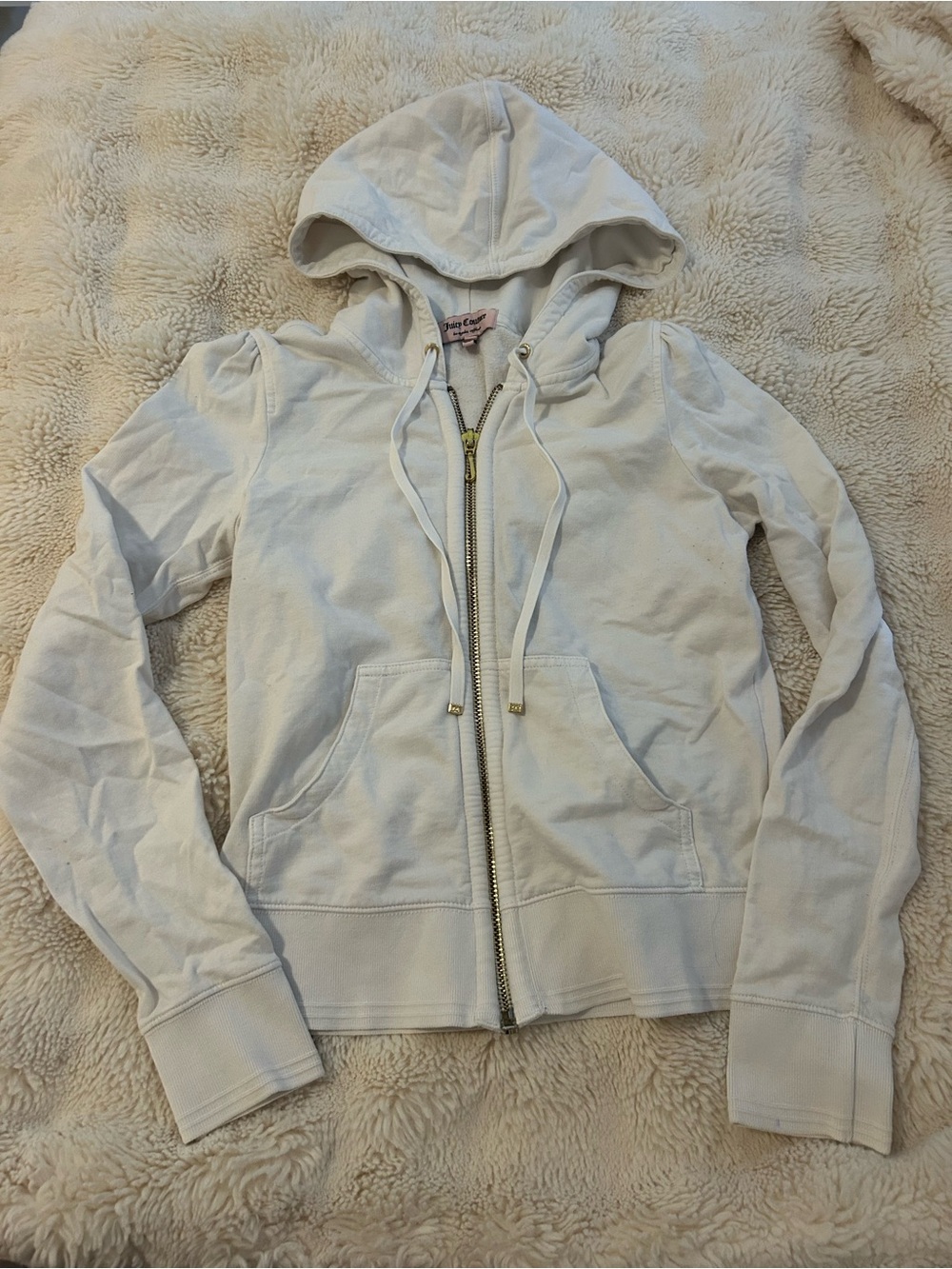 Juicy Couture Cream Zip Hoodie with Gold Zipper